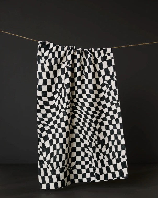 Glitchy Check Tea Towel
