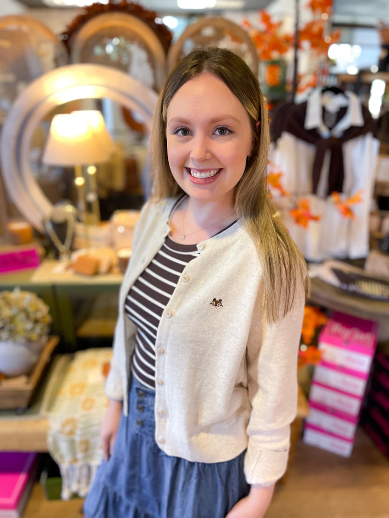 Wool Cardigan With Squirrel Motif