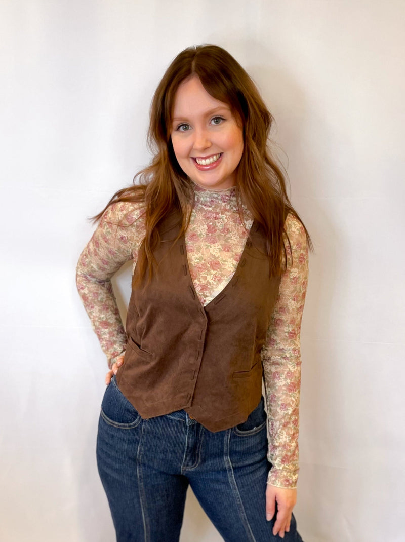 High Neck Sheer Lace Top