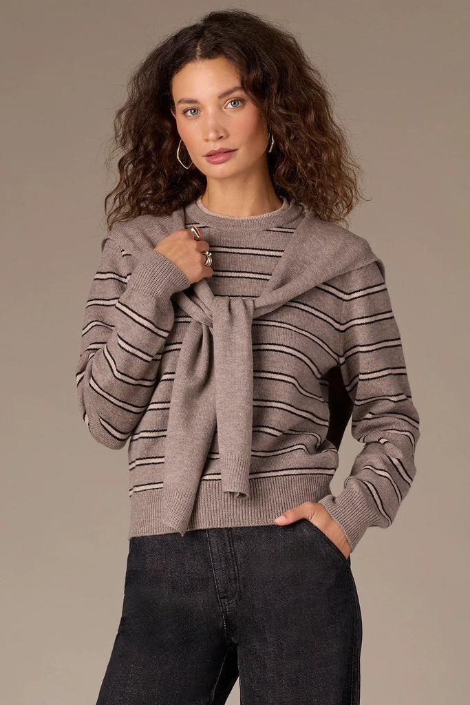 Front Tie Twofer Stripe Sweater