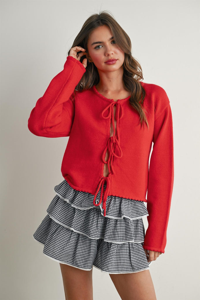 Front Tie Cropped Sweater