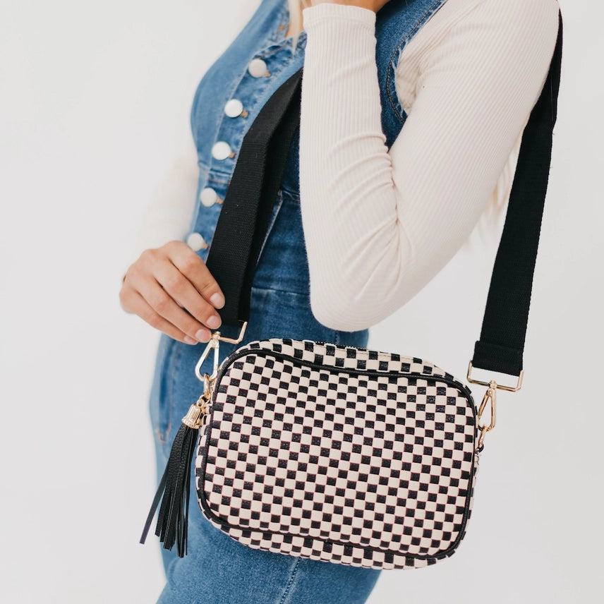 Woven Camera Crossbody Bag