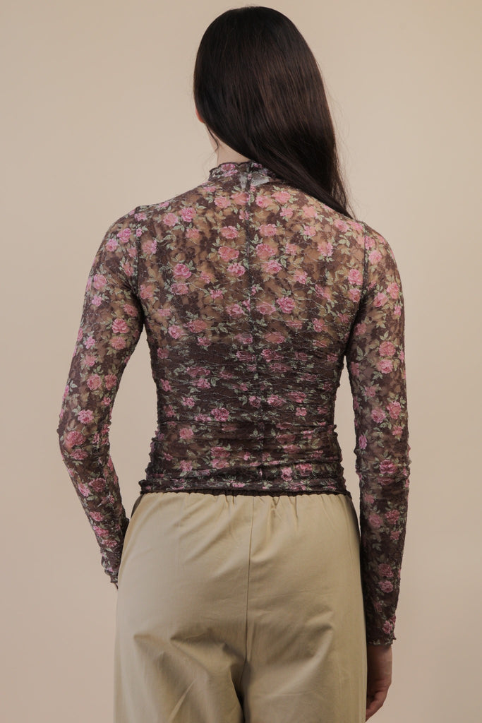 High Neck Sheer Lace Top