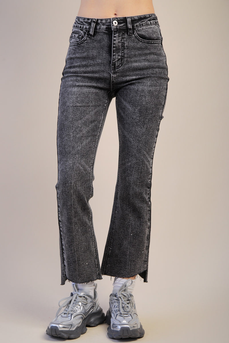 Washed Denim Bootcut Pants