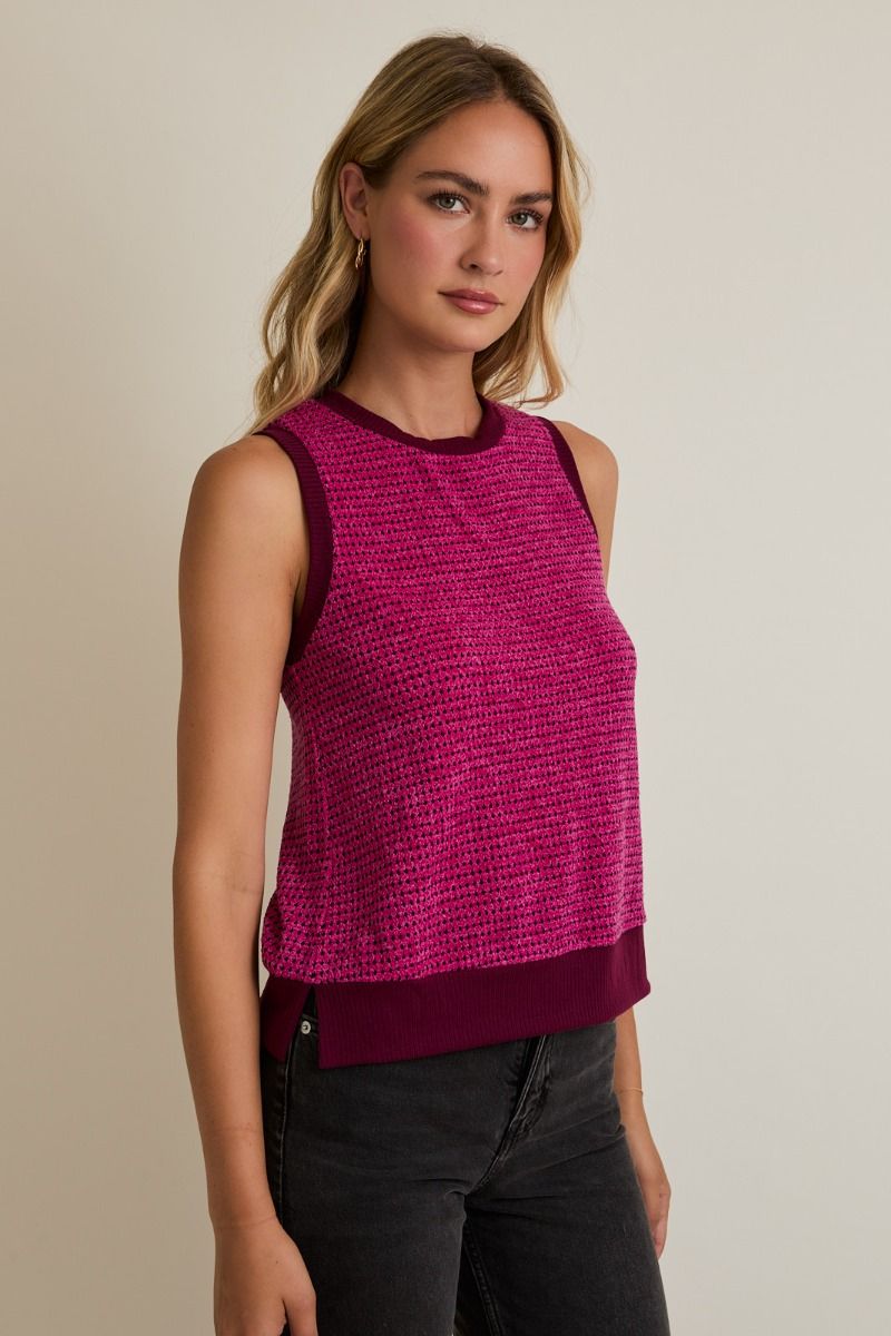 Sleeveless Contrast Knit Top