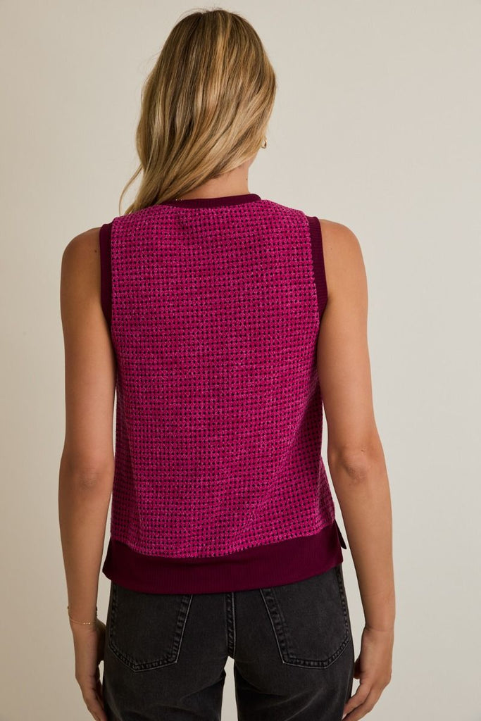Sleeveless Contrast Knit Top