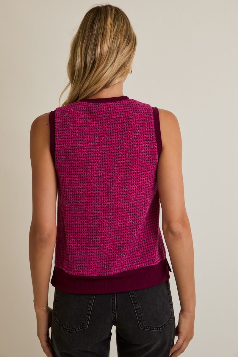 Sleeveless Contrast Knit Top