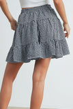 High Waist Tiered Check Skirt