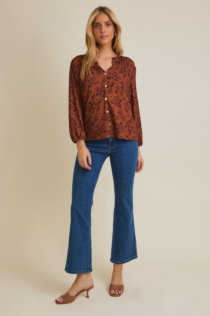 Button Down Ditsy Floral Top