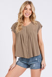 Pintuck Button Down Top