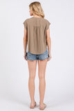 Pintuck Button Down Top