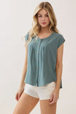 Pintuck Button Down Top