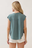 Pintuck Button Down Top