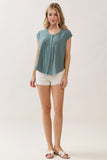 Pintuck Button Down Top