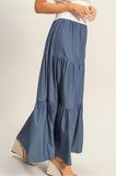 Elastic Waist Tiered Skirt