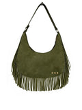 Suede Fringe Slouchy Bag