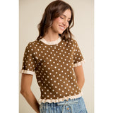 Polka Dot Ruffled Hem Top