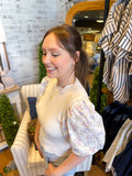 Floral Sleeves Scallop Top