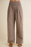Gingham Smocked Waist Pants