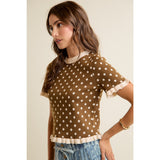 Polka Dot Ruffled Hem Top