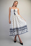 Printed Sweetheart Midi Dress