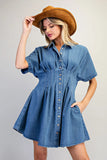 Buttoned Denim Mini Dress