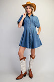 Buttoned Denim Mini Dress