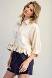 Button Down Ruffle Hem Top