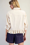 Button Down Ruffle Hem Top