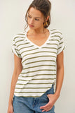 Striped V Neck Top