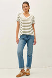 Striped V Neck Top