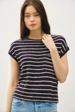 Striped Cap Sleeve Knit Top