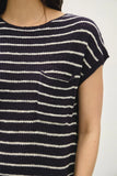 Striped Cap Sleeve Knit Top