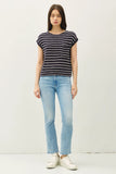 Striped Cap Sleeve Knit Top