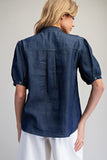 Puff Sleeve Denim Blouse