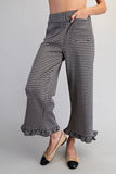 Gingham Ruffle Hem Pants