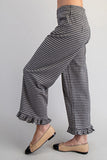 Gingham Ruffle Hem Pants