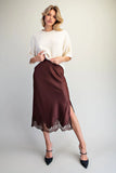 Scallop Lace Trim Midi Skirt