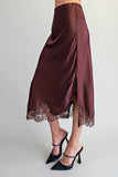 Scallop Lace Trim Midi Skirt