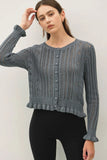 Ruffled Pointelle Crop Cardigan