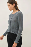 Ruffled Pointelle Crop Cardigan