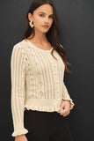 Ruffled Pointelle Crop Cardigan