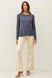 Rolled Edge Raglan Sweater