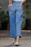 Whipstitch Pocket Cropped Denim Pants