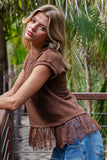 Lace Trim Textured Knit Top