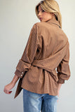 Tie Waist Front Pinstriped Blouse