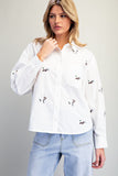 Embroidered Duck Button Down Top