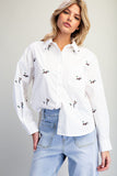 Embroidered Duck Button Down Top