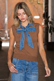 Sleeveless Layered Denim Sweater