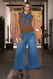 Sleeveless Layered Denim Sweater